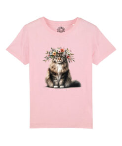 Tricou bumbac organic-Spring Cat, Copii, Roz