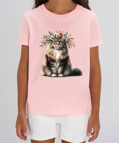 Tricou bumbac organic-Spring Cat, Copii, Roz