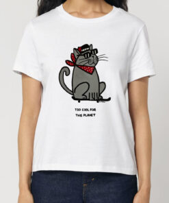 Tricou pictat manual-Too COOL for this Planet-Gray