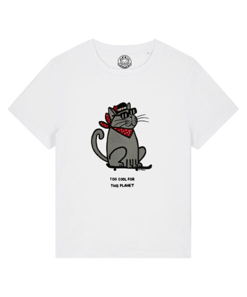 Tricou pictat manual-Too COOL for this Planet-Gray