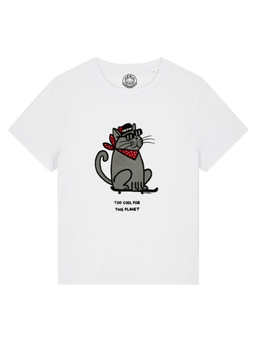 Tricou pictat manual-Too COOL for this Planet-Gray