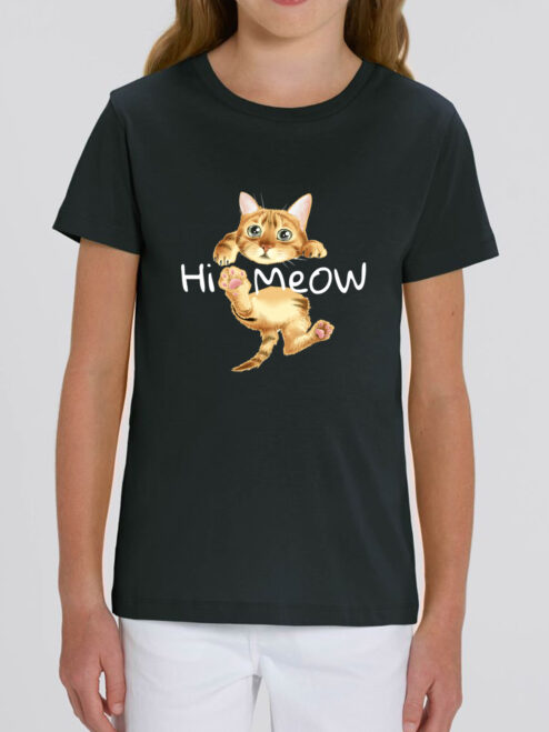 Tricou bumbac organic-Hi Meow, Copii