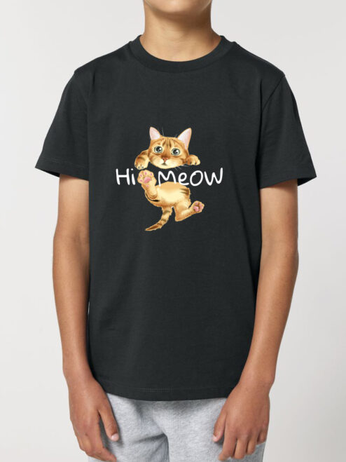 Tricou bumbac organic-Hi Meow, Copii