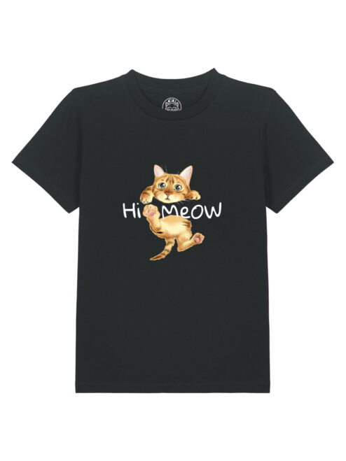 Tricou bumbac organic-Hi Meow, Copii