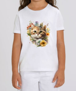 Tricou bumbac organic-Summer Cat, Copii