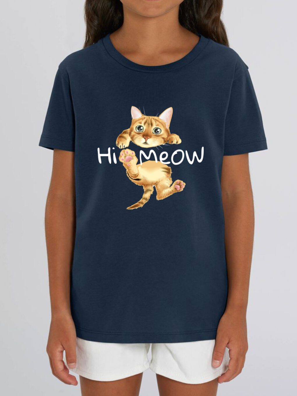 Tricou bumbac organic-Hi Meow, Copii