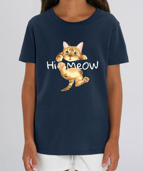 Tricou bumbac organic-Hi Meow, Copii