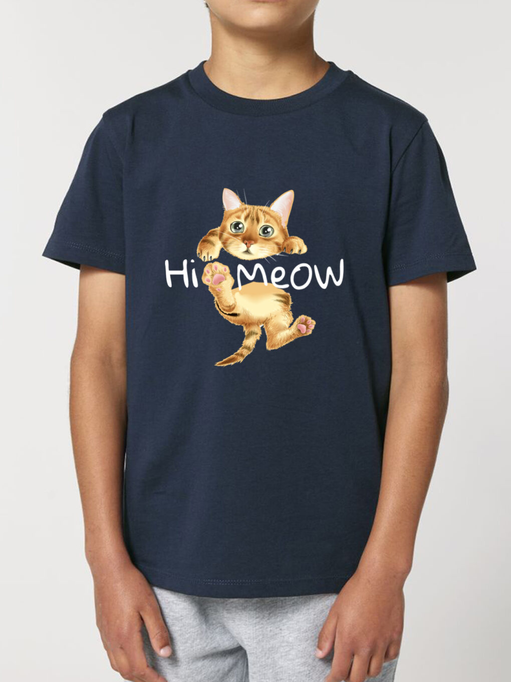 Tricou bumbac organic-Hi Meow, Copii