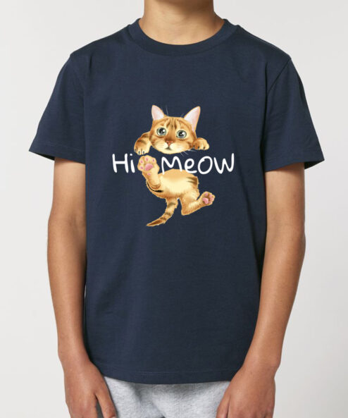 Tricou bumbac organic-Hi Meow, Copii