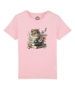 Tricou bumbac organic-Cats and Books, Copii