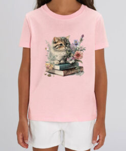 Tricou bumbac organic-Cats and Books, Copii