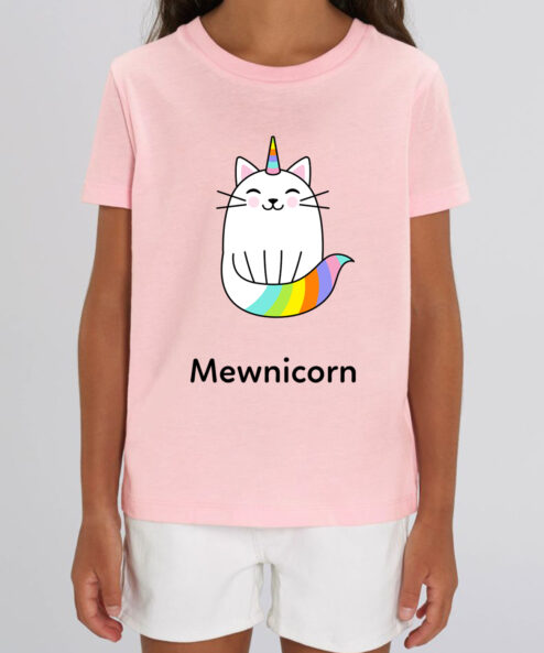 Tricou bumbac organic-Meownicorn, Copii, Roz