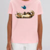 Tricou bumbac organic-Pisica si Fluture, Copii, Roz