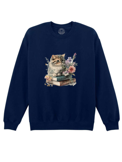 Bluza Printata-Cats and Books, Unisex
