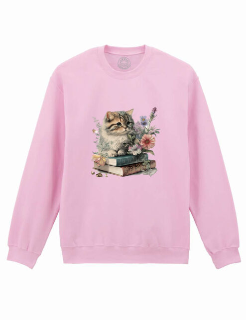 Bluza Printata-Cats and Books, Unisex