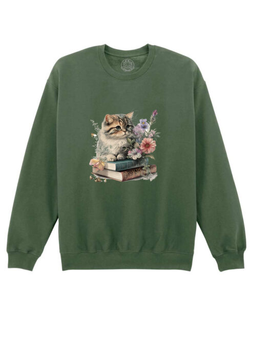 Bluza Printata-Cats and Books, Unisex