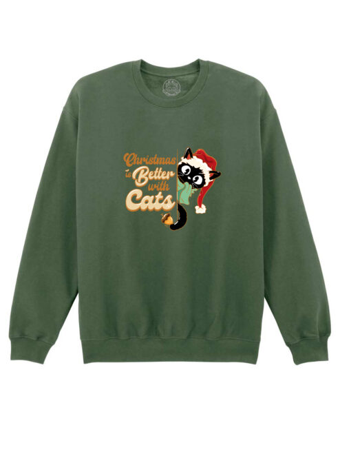 Bluza Printata-Christmas Is Better With Cats, Unisex
