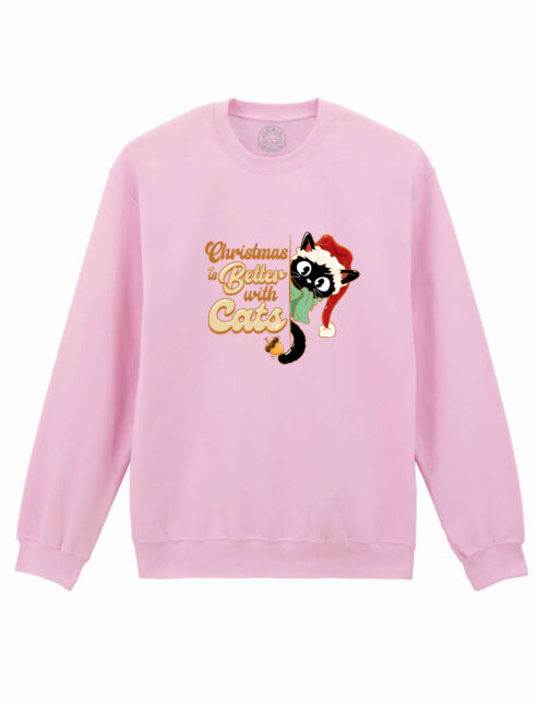 Bluza Printata-Christmas Is Better With Cats, Unisex