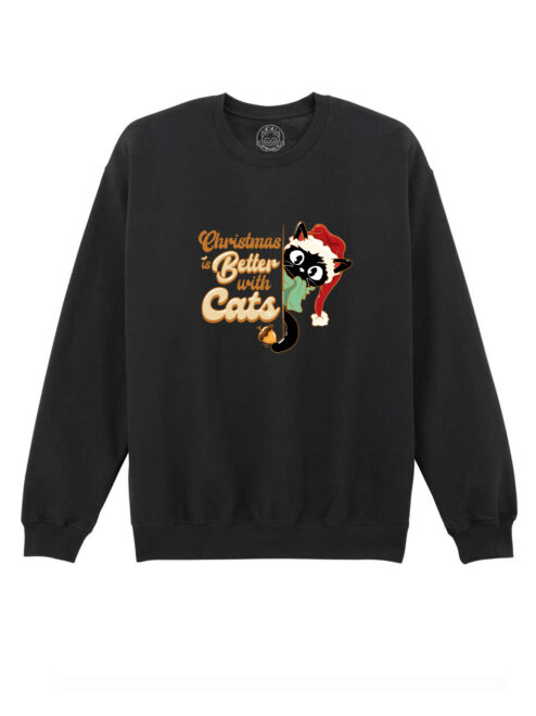 Bluza Printata-Christmas Is Better With Cats, Unisex