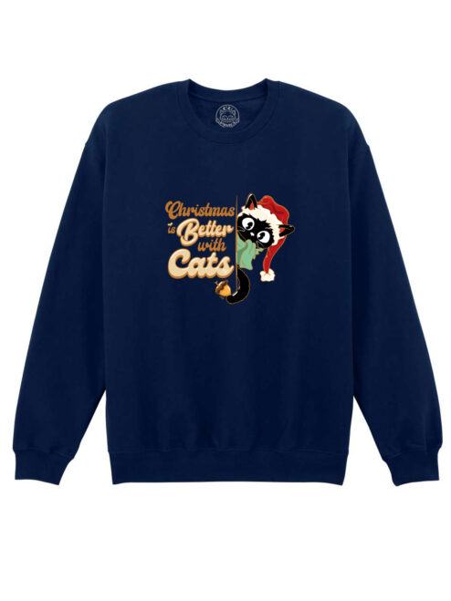 Bluza Printata-Christmas Is Better With Cats, Unisex