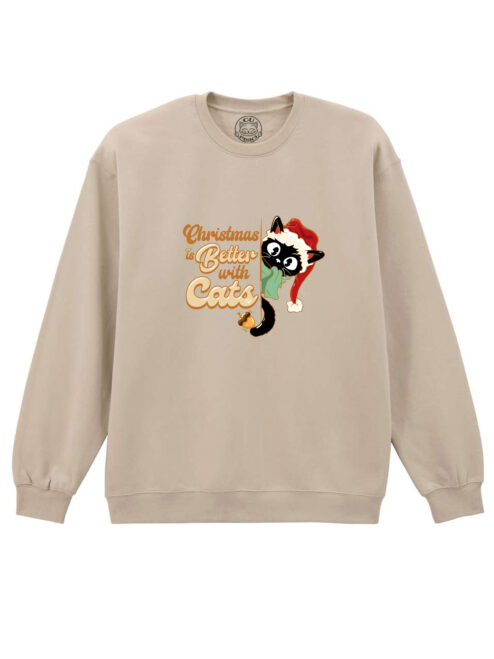 Bluza Printata-Christmas Is Better With Cats, Unisex