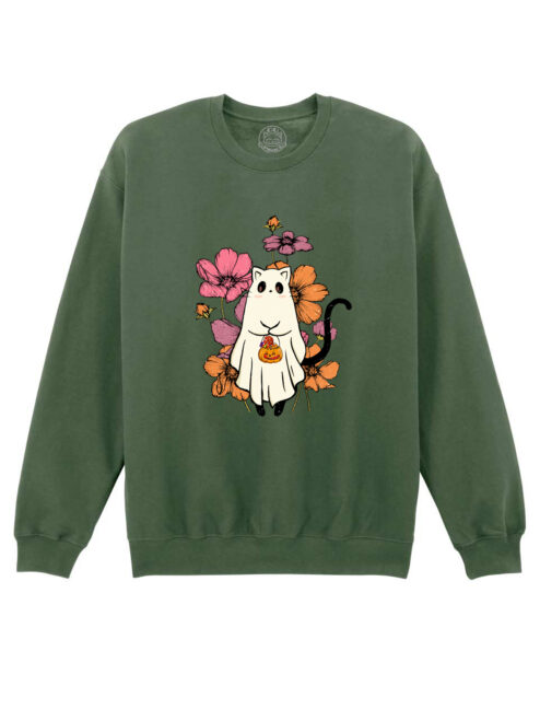 Bluza printata-Cute Halloween Cat, Unisex