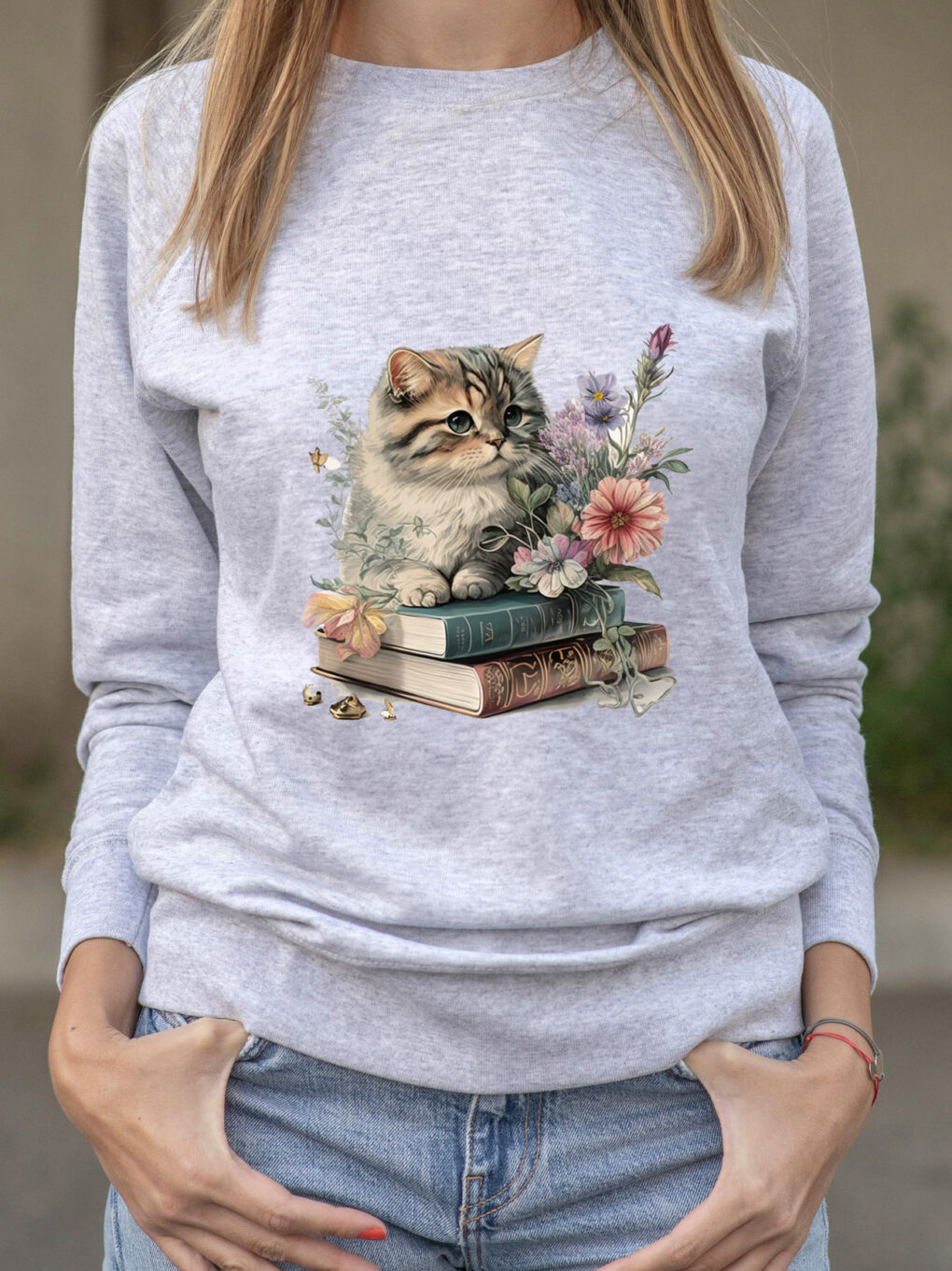 Bluza Printata-Cats and Books, Femei