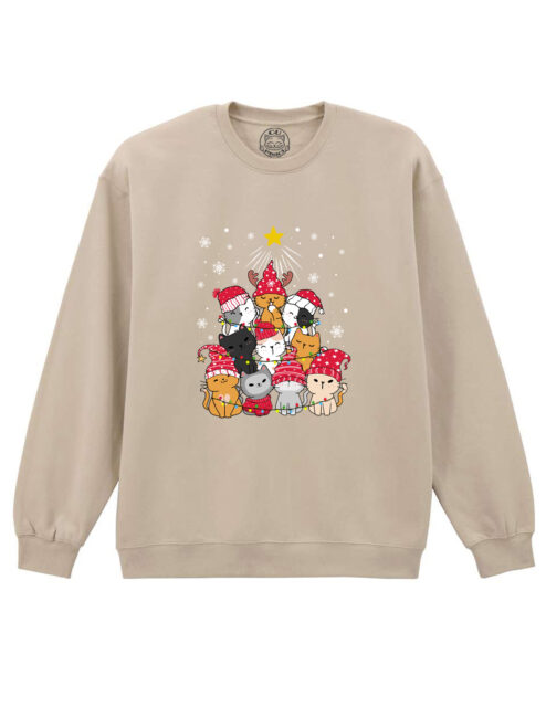 Bluza Printata-Meowy Christmas Tree, Unisex