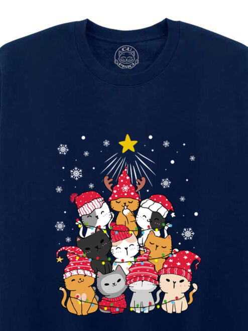 Bluza Printata-Meowy Christmas Tree, Unisex