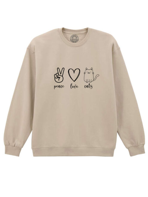 Bluza printata-Peace, Love, Cats-Unisex