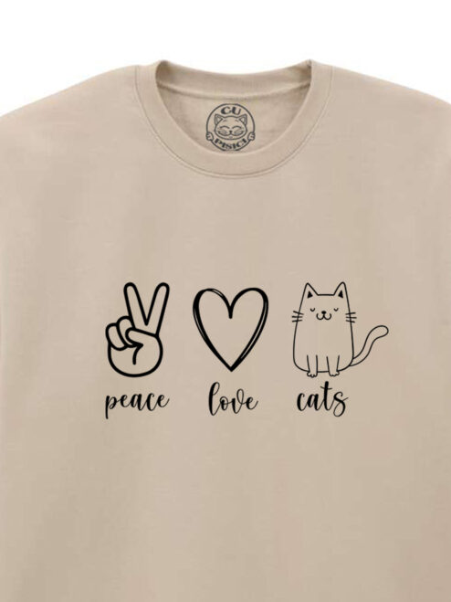 Bluza printata-Peace, Love, Cats-Unisex