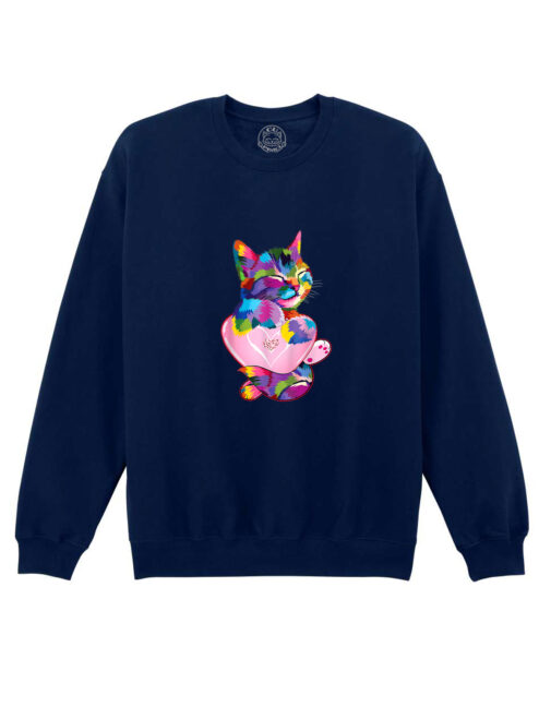 Bluza Printata-Rainbow Cat Love, Unisex