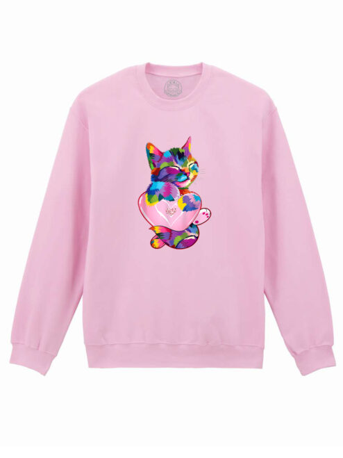 Bluza Printata-Rainbow Cat Love, Unisex