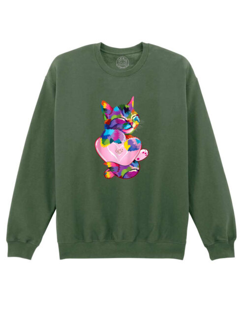 Bluza Printata-Rainbow Cat Love, Unisex