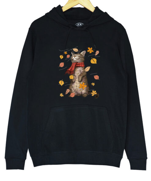 Hanorac printat-Autumn Cat, Unisex