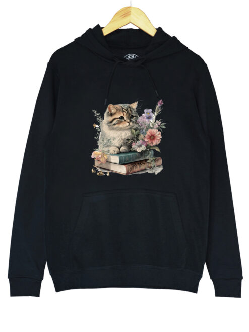 Hanorac printat-Cats and books, Unisex