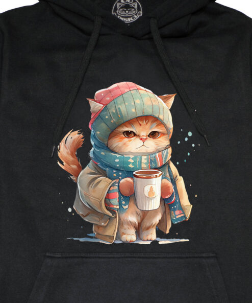 Hanorac printat-Winter Cat, Unisex