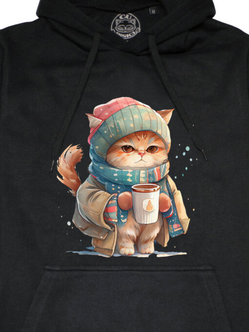 Hanorac printat-Winter Cat, Unisex