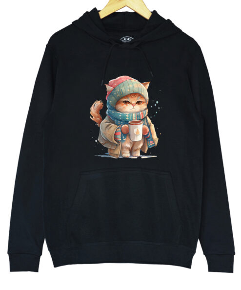 Hanorac printat-Winter Cat, Unisex