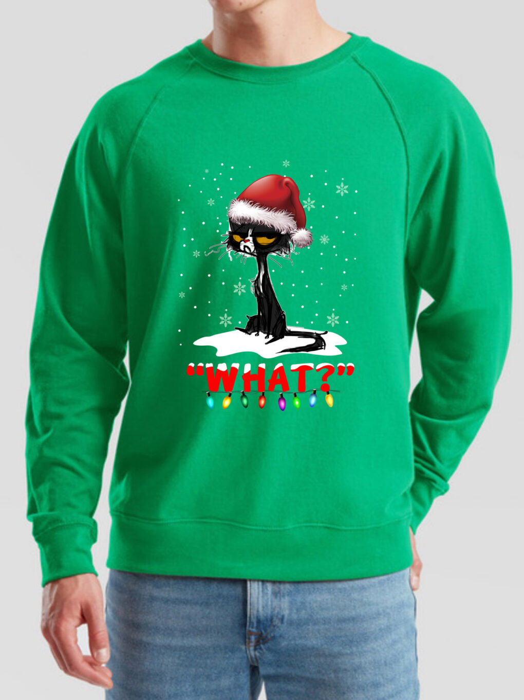 Bluza printata-Grinch Cat, Barbati, Verde