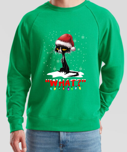 Bluza printata-Grinch Cat, Barbati, Verde