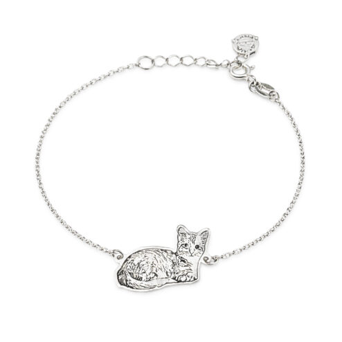 Bratara din Argint Personalizata cu Poza Pisicii