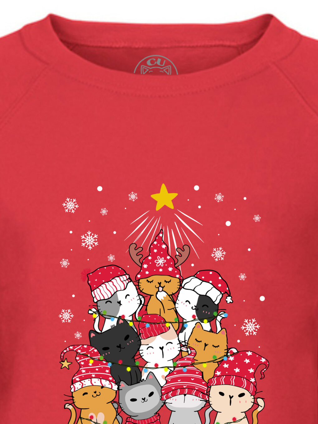 Bluza printata-Meowy Christmas Tree, Femei, Rosie