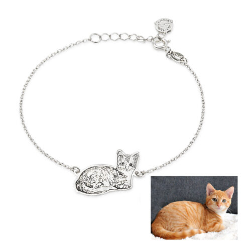 Bratara din Argint Personalizata cu Poza Pisicii