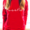 Bluza rosie pictata manual cu Pisica Heartbeat