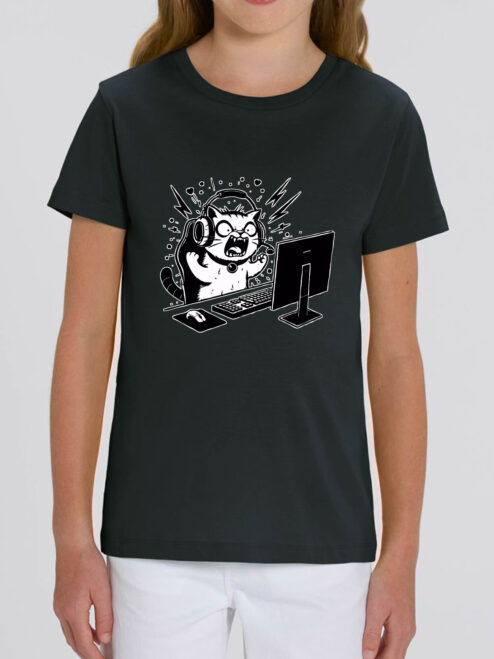 Tricou bumbac organic-Gamer Cat, Copii