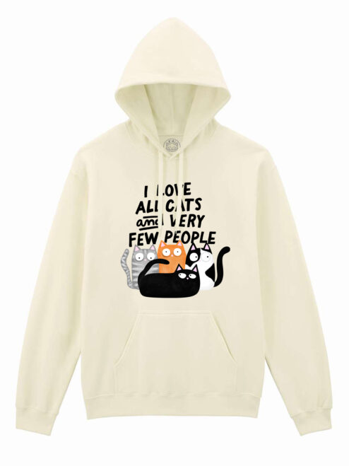 Hanorac printat-I Love All Cats and Few People, Unisex