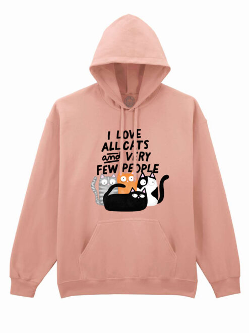 Hanorac printat-I Love All Cats and Few People, Unisex