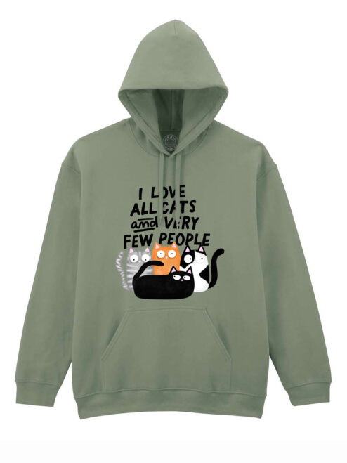 Hanorac printat-I Love All Cats and Few People, Unisex