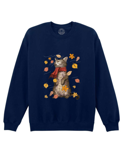 Bluza printata-Autumn Cat, Unisex